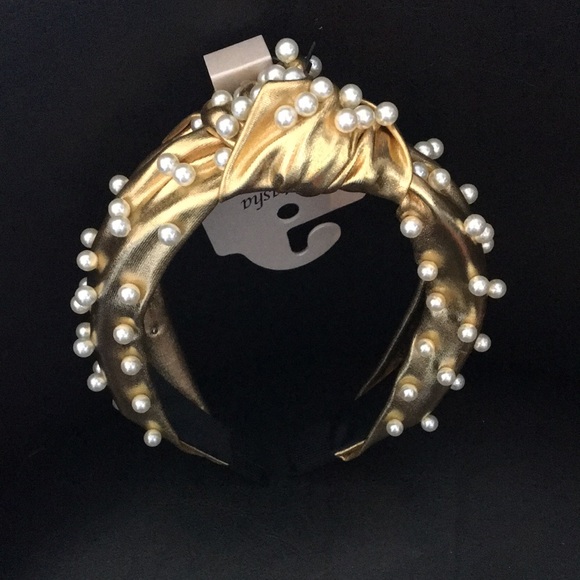 W@W Natasha Gold Twist Headband w Pearls - Picture 1 of 2